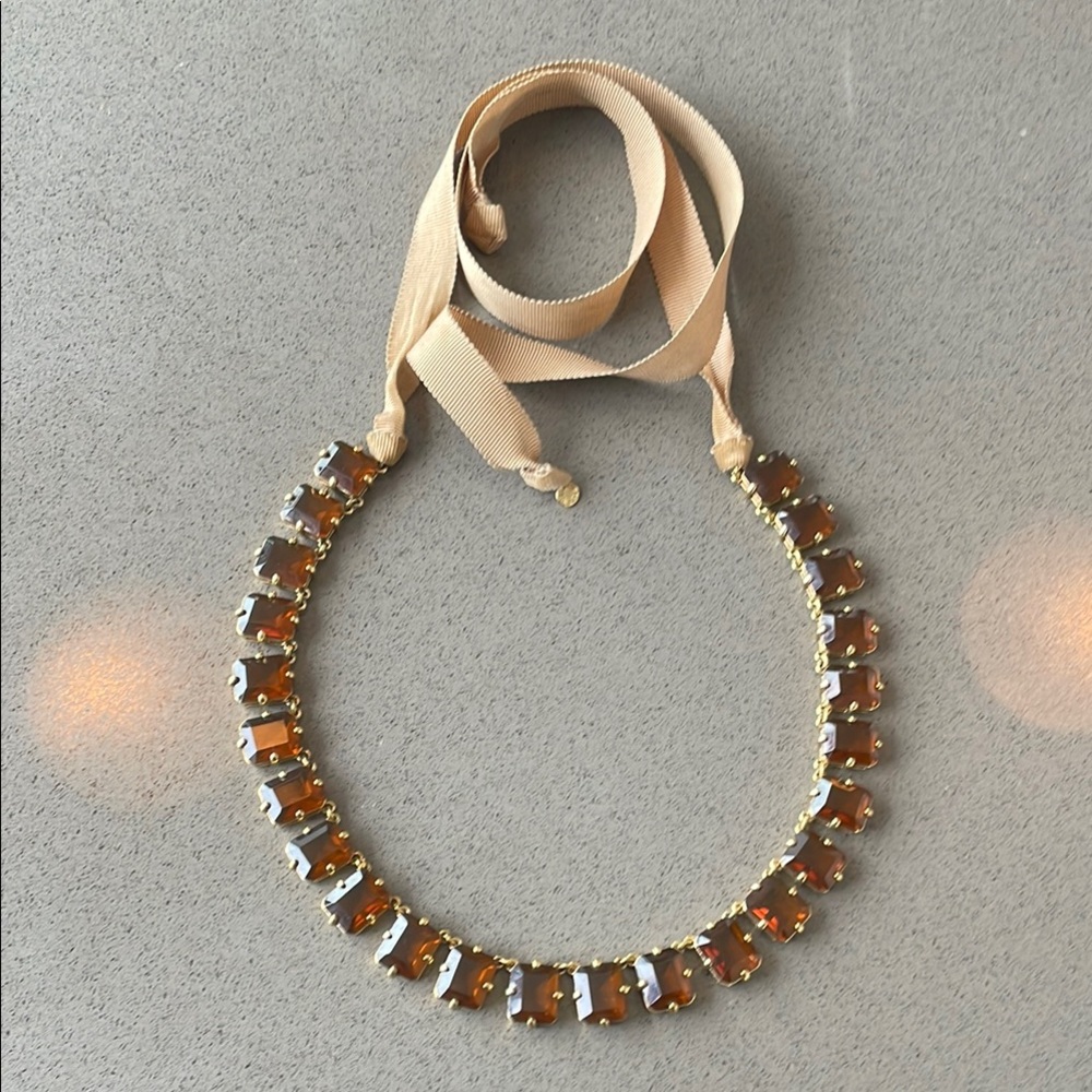 Vintage J. Crew gemstone ribbon-tie necklace